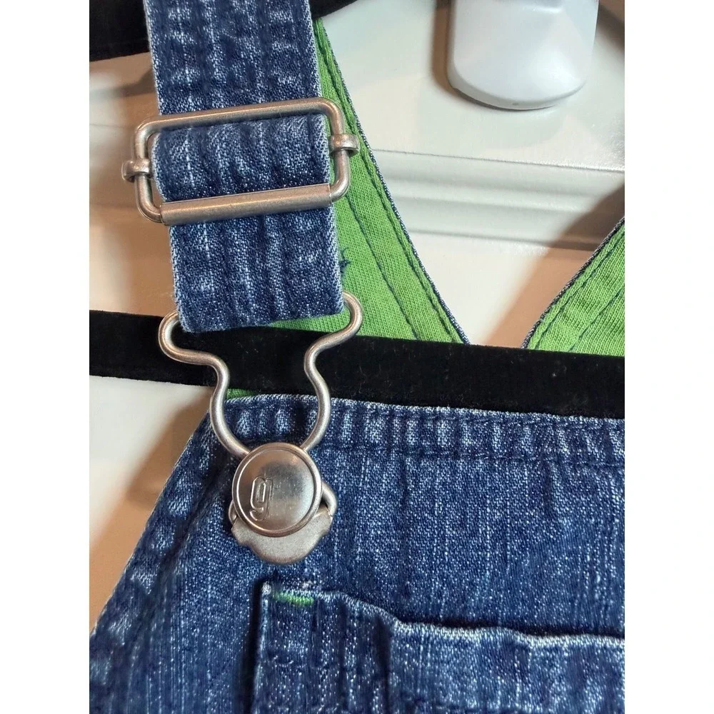 Gymboree Baby Boys Blue Denim Turtle Trim Lined Overalls 6-12 Months Y2K